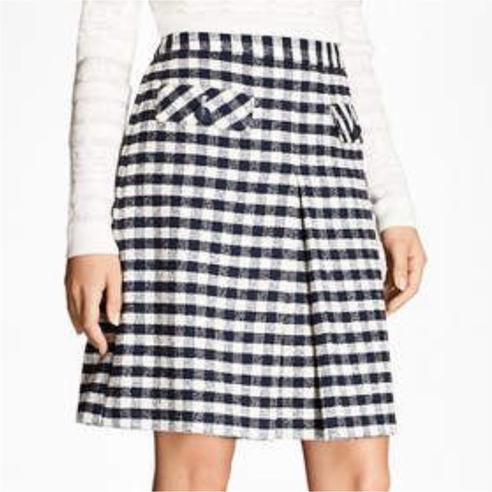 BROOKS BROTHERS Red Fleece Gingham Boucle Skirt Womens Size 6
